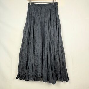 VTG 90s Y2K Winter Silks Silk Maxi Skirt Crinkle Elastic Waist Sz S Boho Gypsy